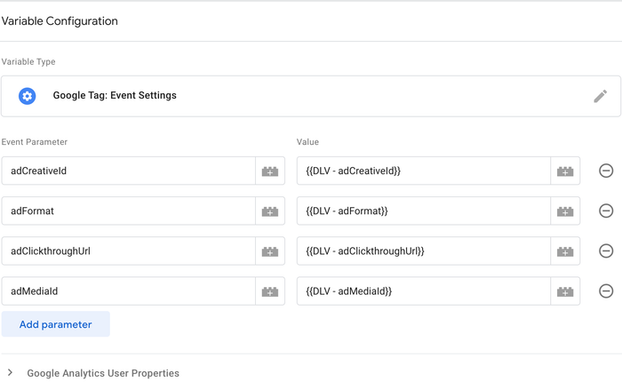 Step 1 - Event Settings Variable